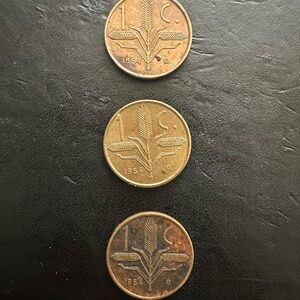 3 old Mexican coins 1954